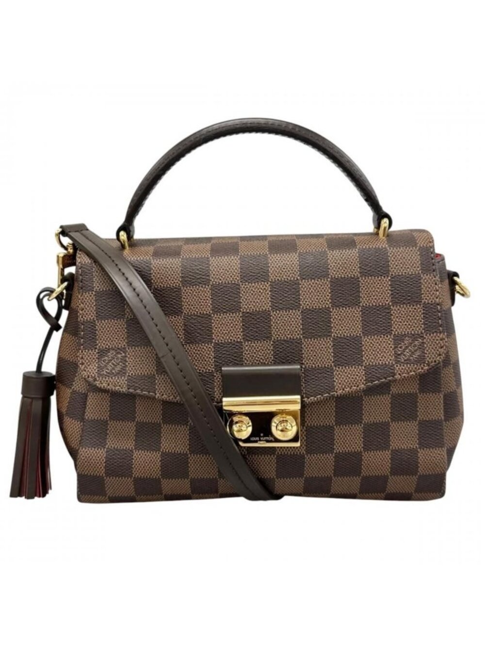 Louis Vuitton Shoulder Bag Croisette 2-Way Crossbody Damier Canvas Brown Gold